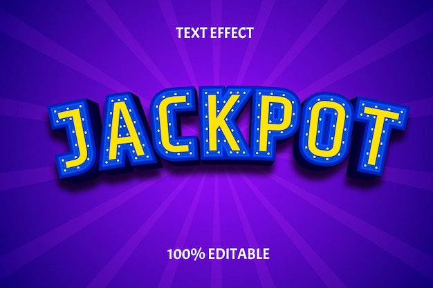 Jackpot-farbe gelb blau bearbeitbarer texteffekt