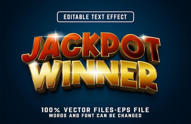 Jackpot-Gewinner 3D-Texteffekt mit Premium-Vektor im goldenen Stil
