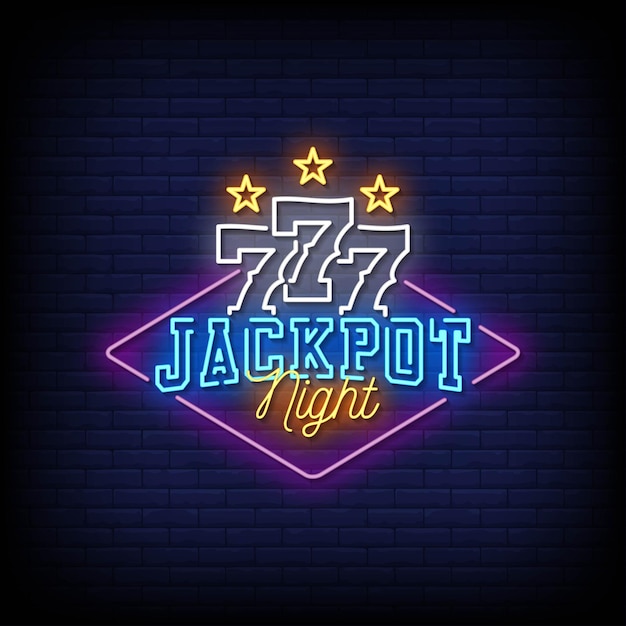 Vektor jackpot night neon signs style text.