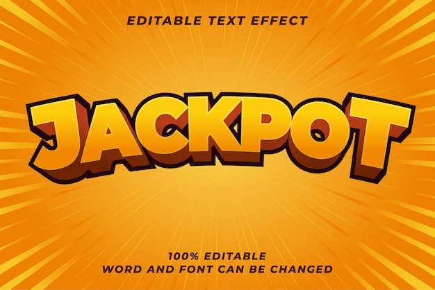 Jackpot-texteffekt mit sunburst-hintergrund