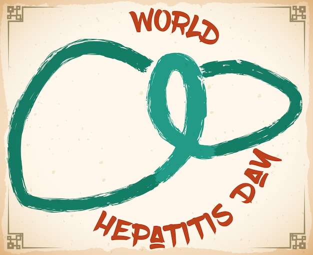Jadeband und leber im pinselstrichstil zum hepatitis-tag