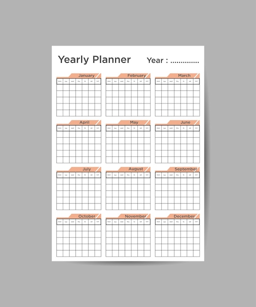 Vektor jährliche planervorlage minimalistische planer business organizer seite vektordesign