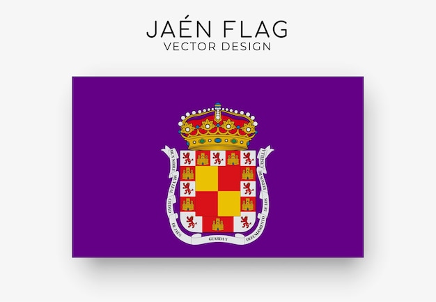 Jaen-Flagge Detaillierte Flagge auf weißem Hintergrund Vektorillustration