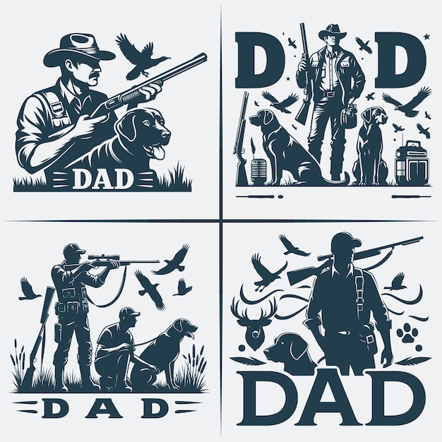 Jagd svg silhouette bundle vektor silhouette der jagd beste vatertag jagd geschenke für vater