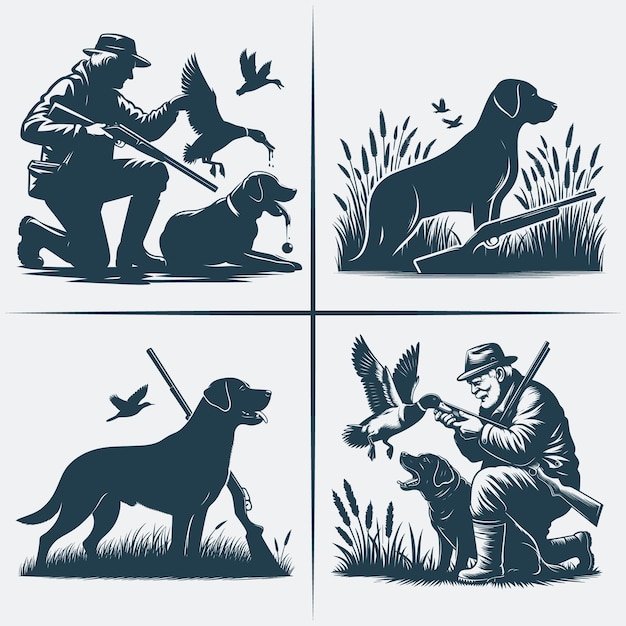 Jagdhund svg vektorsilhouette bundle-datei schwarz-weiß jagdhund silhouette-datei