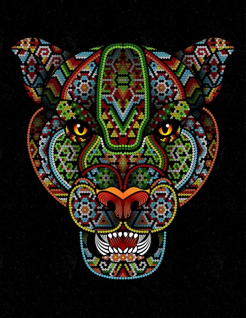 Jaguar aztekisches huichol-design