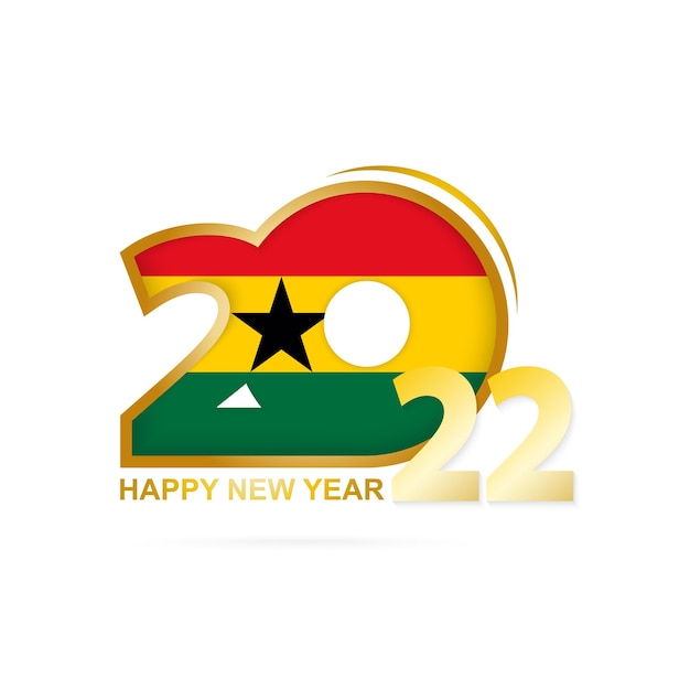 Jahr 2022 mit ghana-flaggenmuster. frohes neues jahr-design.