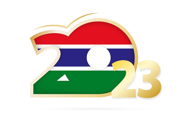 Jahr 2023 mit Gambia-Flaggenmuster