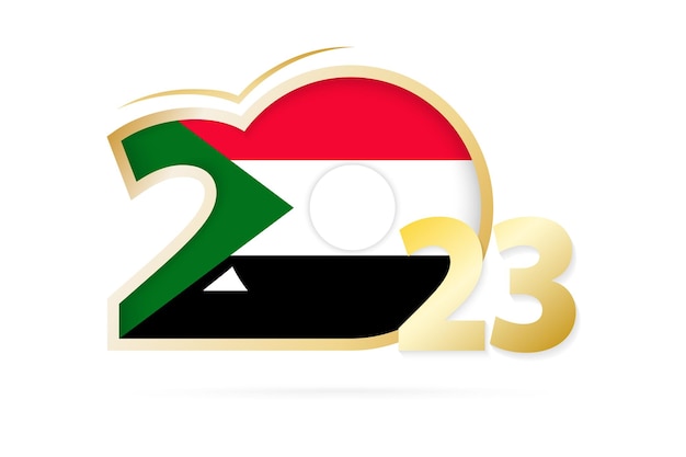 Jahr 2023 mit sudanesischem flaggenmuster