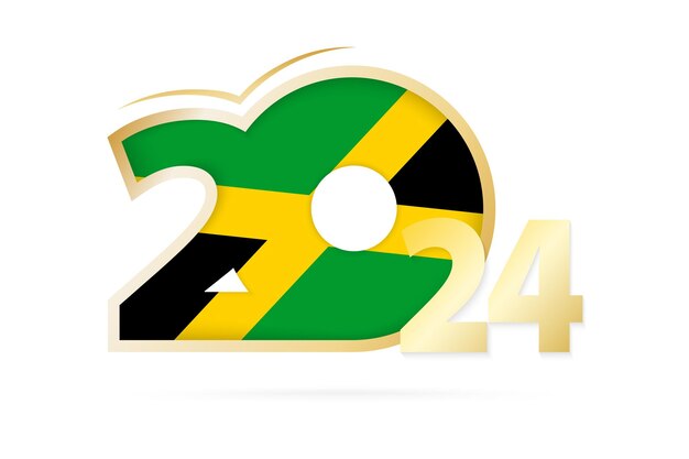 Vektor jahr 2024 mit jamaika-flaggenmuster
