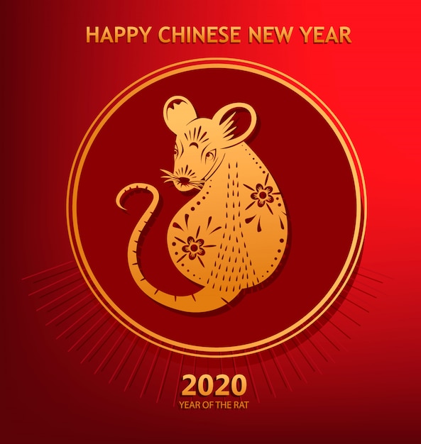 Vektor jahr der ratte, chinesisches neujahr 2020