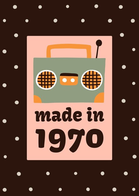 Jahrgang 1970 geburtstag made in 1970 vector vintage retro farbenfrohes