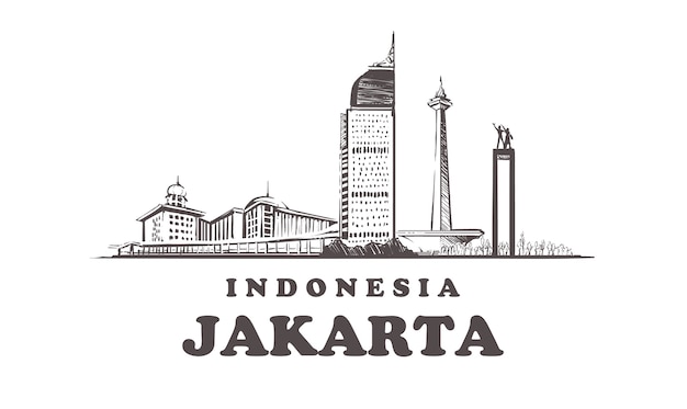 Vektor jakarta skizzenstadt, indonesien