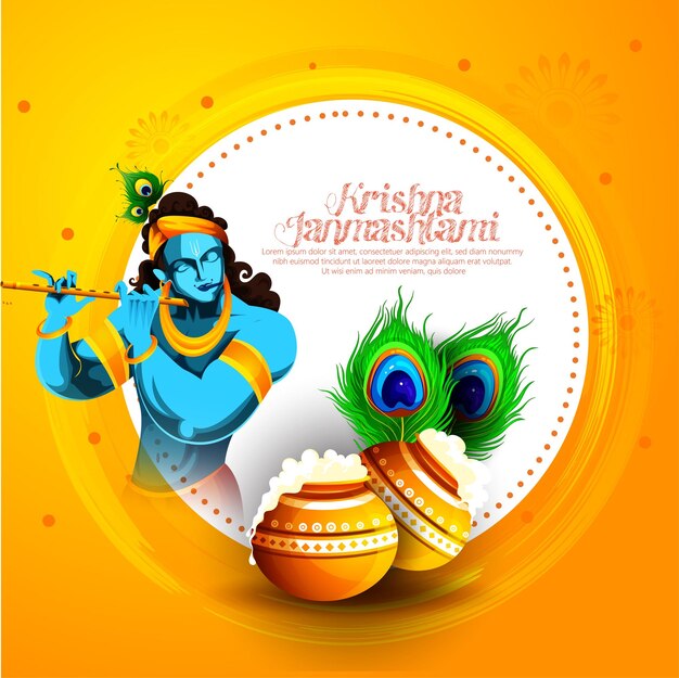 Janmashtami festival hintergrund von indien happy janmashtami, lord krishna geburtstag
