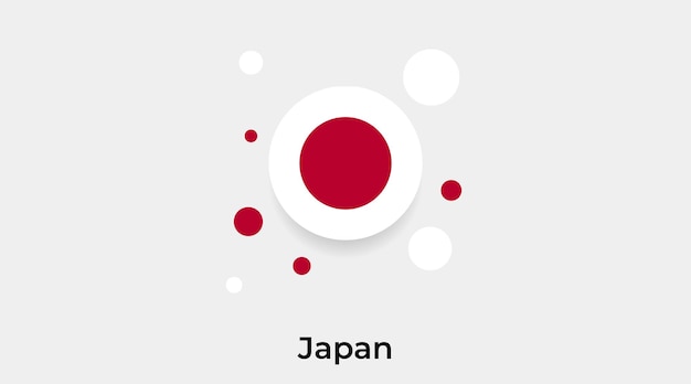 Japan Flagge Blase Kreis runde Form Symbol Vektor Illustration