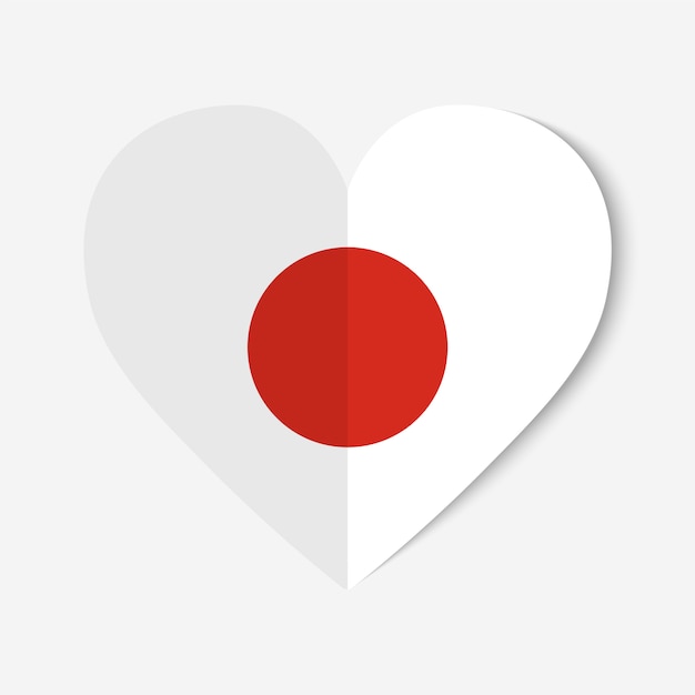 Japan-Flagge mit Origamiart auf Herzhintergrund