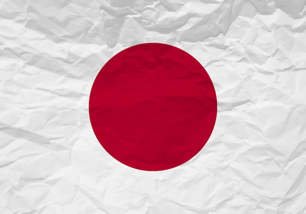 Japan-Flagge zerknittertes Papier