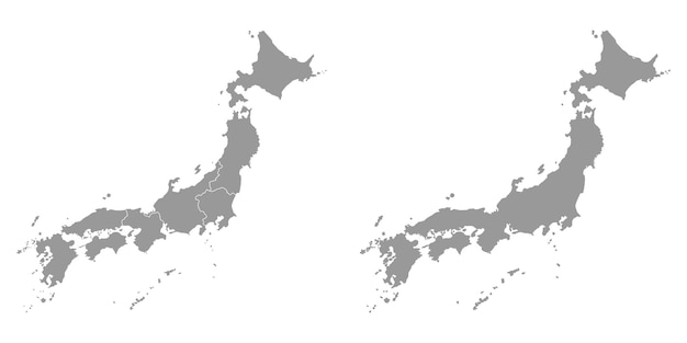 Vektor japan-karte mit regionen vektorillustration
