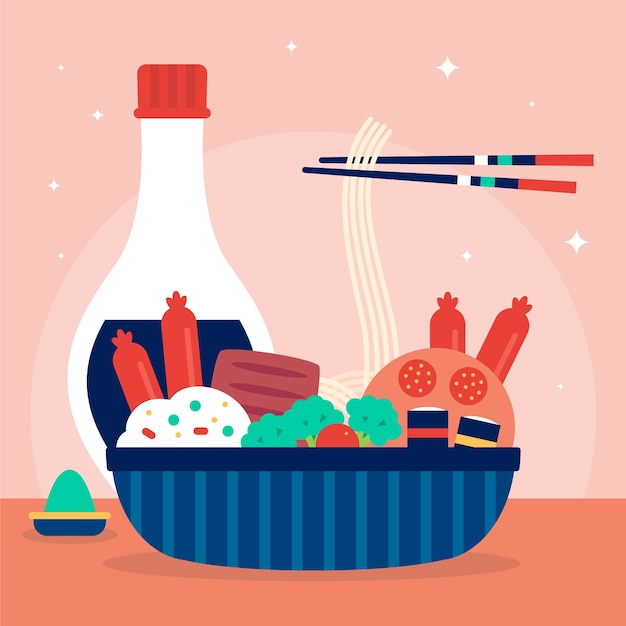 Japan-Lebensmittelillustration des flachen Designs