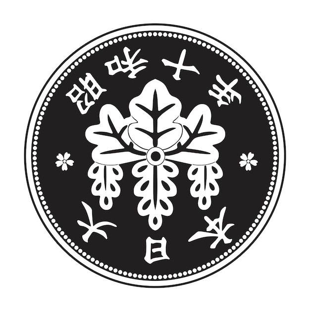 Japan-münze mit blume 1935 handgefertigtes silhouette-logo