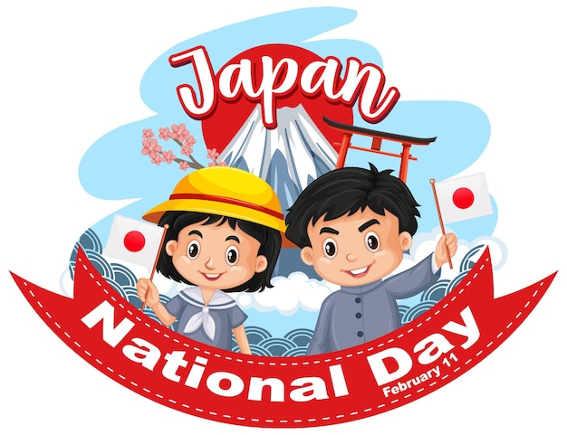 Japan-nationalfeiertag-banner mit japanischer kinderzeichentrickfilm-figur