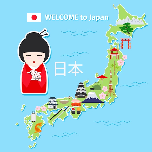 Vektor japan reisekarte