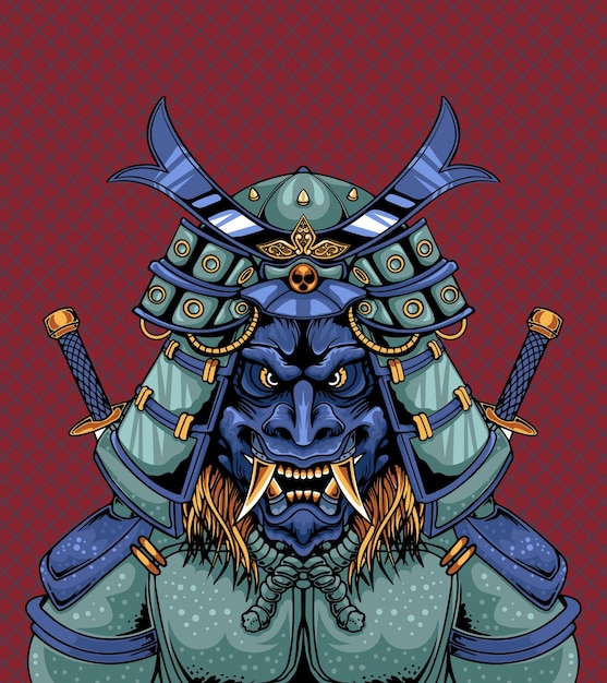 Vektor japan-samurai-kunst-krieger-illustration