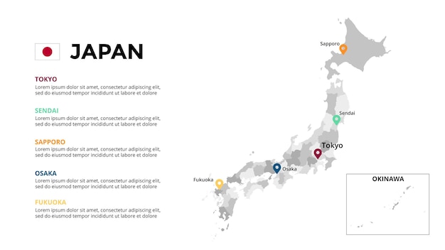 Vektor japan vektorkarte infografik vorlage slide präsentation asien land