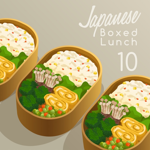 Japanische boxed lunch set illustration