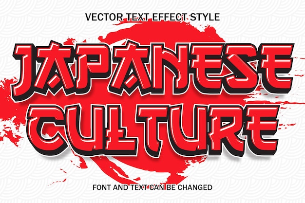 Japanische kultur typografie schriftzug 3d bearbeitbarer texteffekt schriftstil vorlage hintergrunddesign