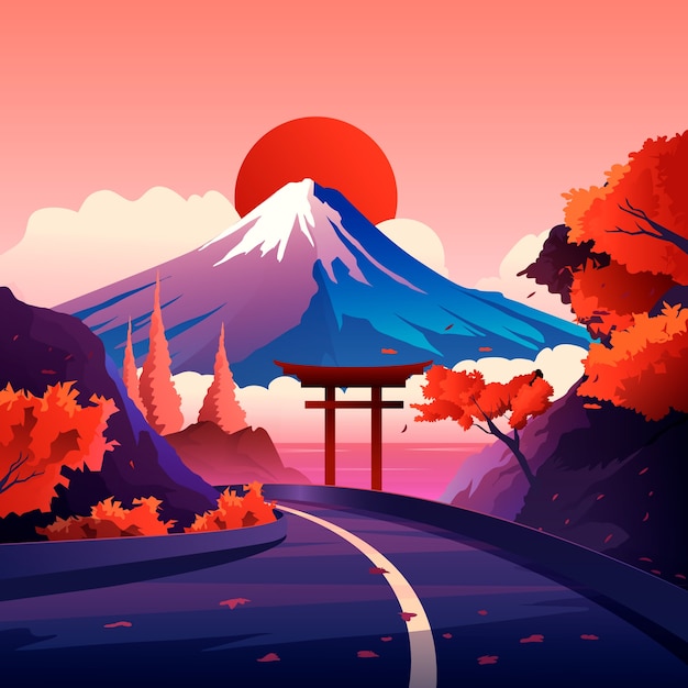 Japanische Landschaftsillustration