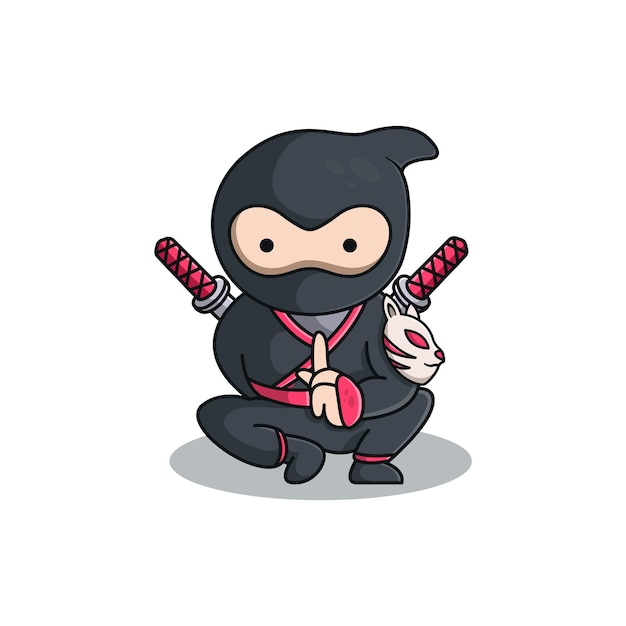 Vektor japanische ninja-cartoon-illustration