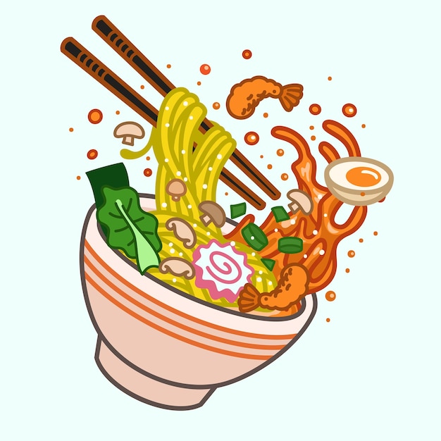 Japanische Ramen-Nudeln in einer Schüssel