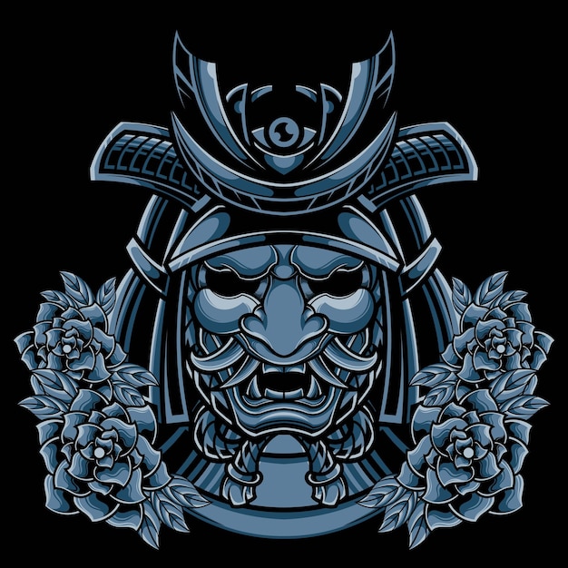 Vektor japanische samurai-oni-maske ronin-logo-illustration