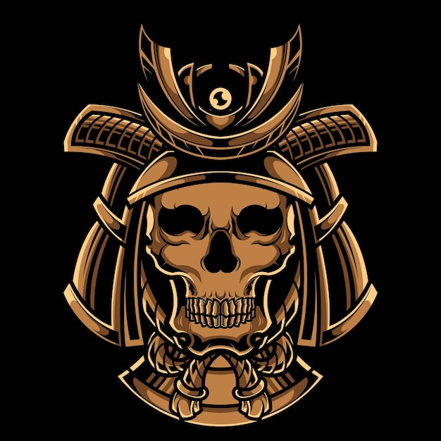 Vektor japanische samurai-schädel-ronin-logo-illustration