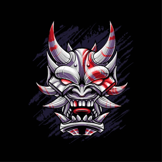 Japanische Teufel-Maske-Vektor-Illustration. Geeignet für T-Shirt, Druck und Kleidung