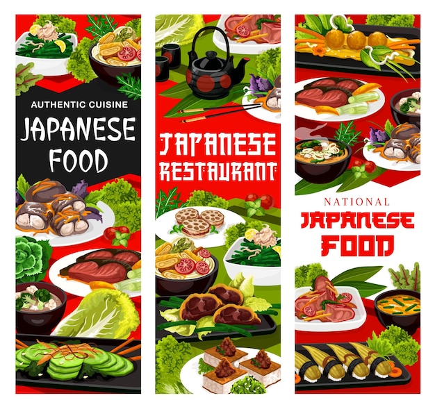 Vektor japanische traditionelle küche asiatisches authentisches essen