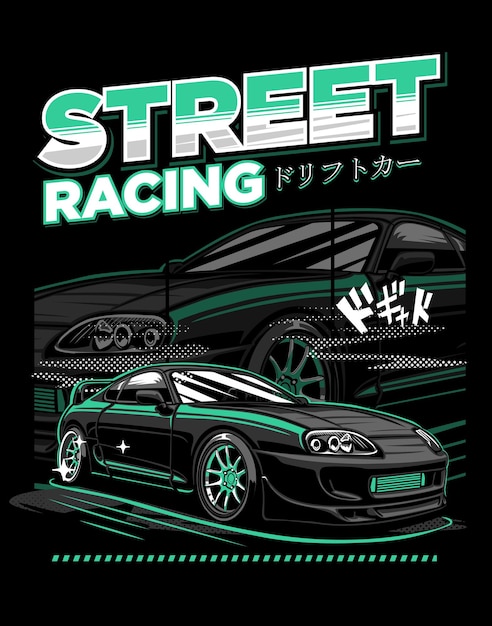 Vektor japanischer drift-street-rennwagen