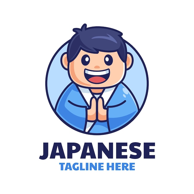 Vektor japanischer junge lächeln logo design