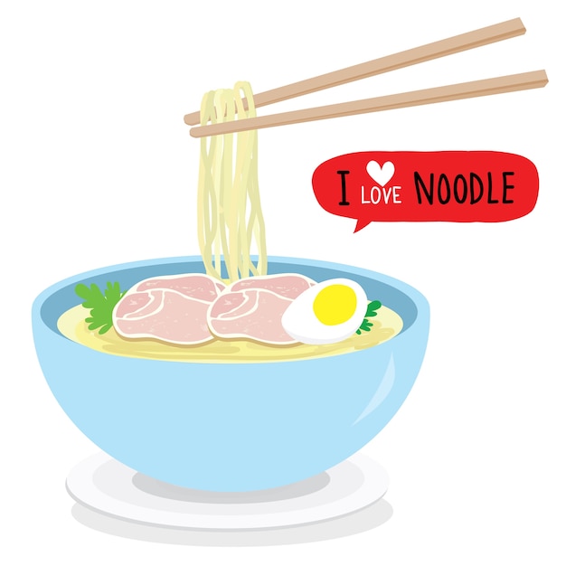 Japanischer Nudel Ramen Food Bowl-Vektor