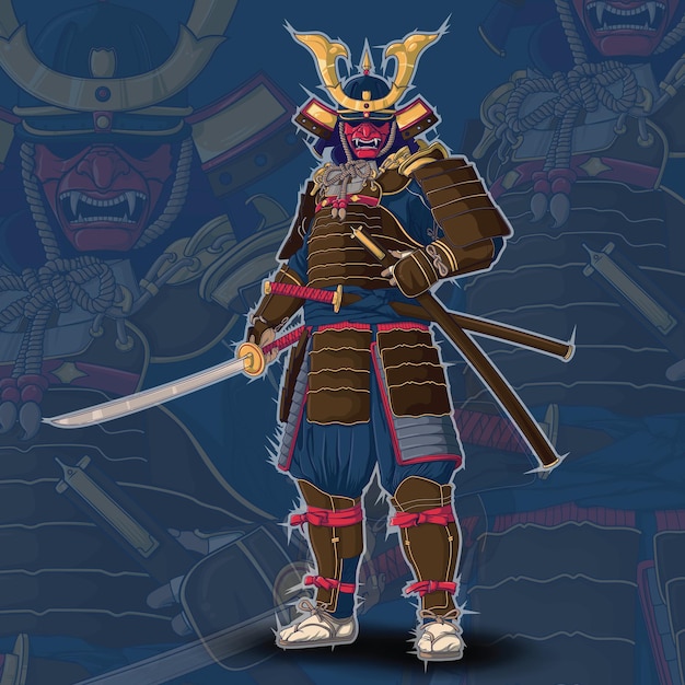 Japanischer Samurai., Tätowierungsdesignkonzept.