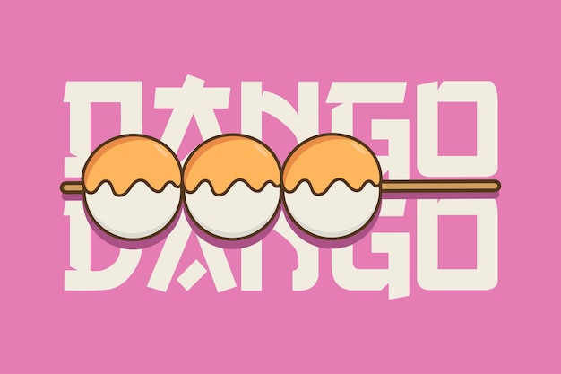 Vektor japanisches essen dango einfache retro-cartoon-illustration