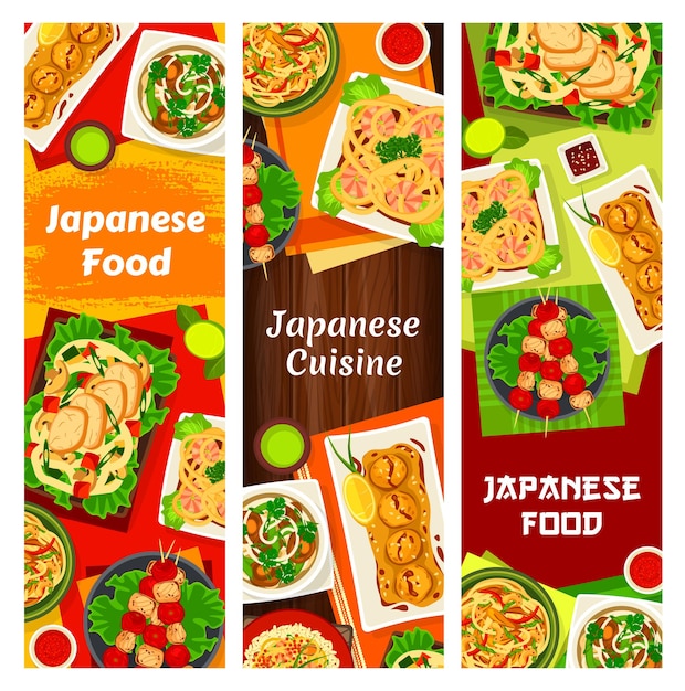 Japanisches essen japan-küche-cartoon-vektor-banner