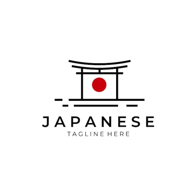 Japanisches torii-tor logo icon line art vector illustration design