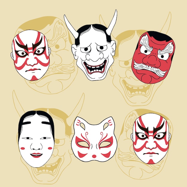 Vektor japanisches traditionelles maskenmuster