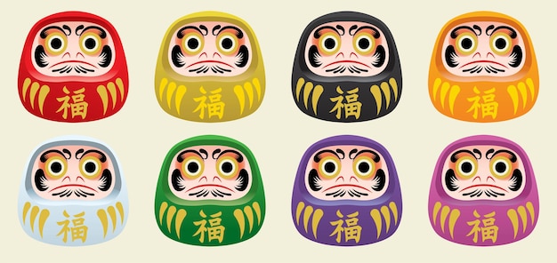 Japans Daruma-Puppenset