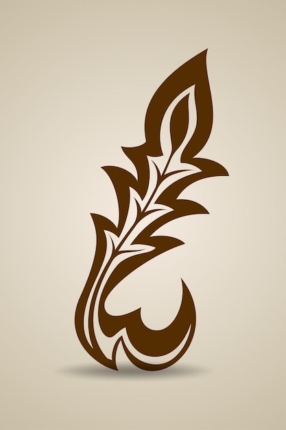 Javanische kultur der blumenornament-illustration silhouette blumenform schokolade oder braun