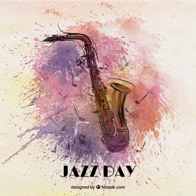 Jazz aquarell hintergrund mit saxophon