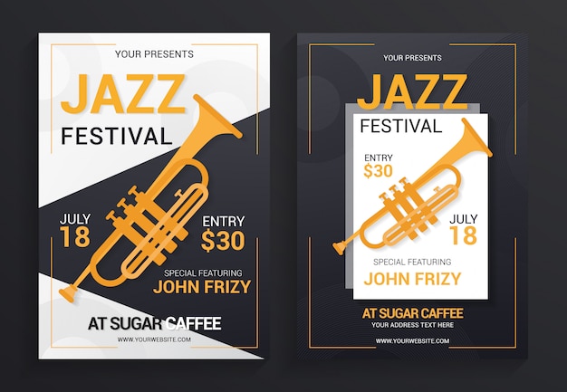 Jazz festival flyer vorlage vektor