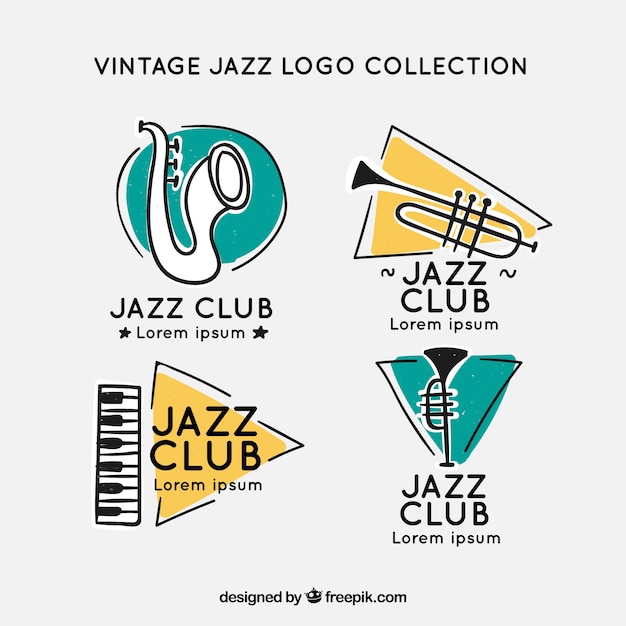 Vektor jazz-logo-sammlung mit vintage-stil